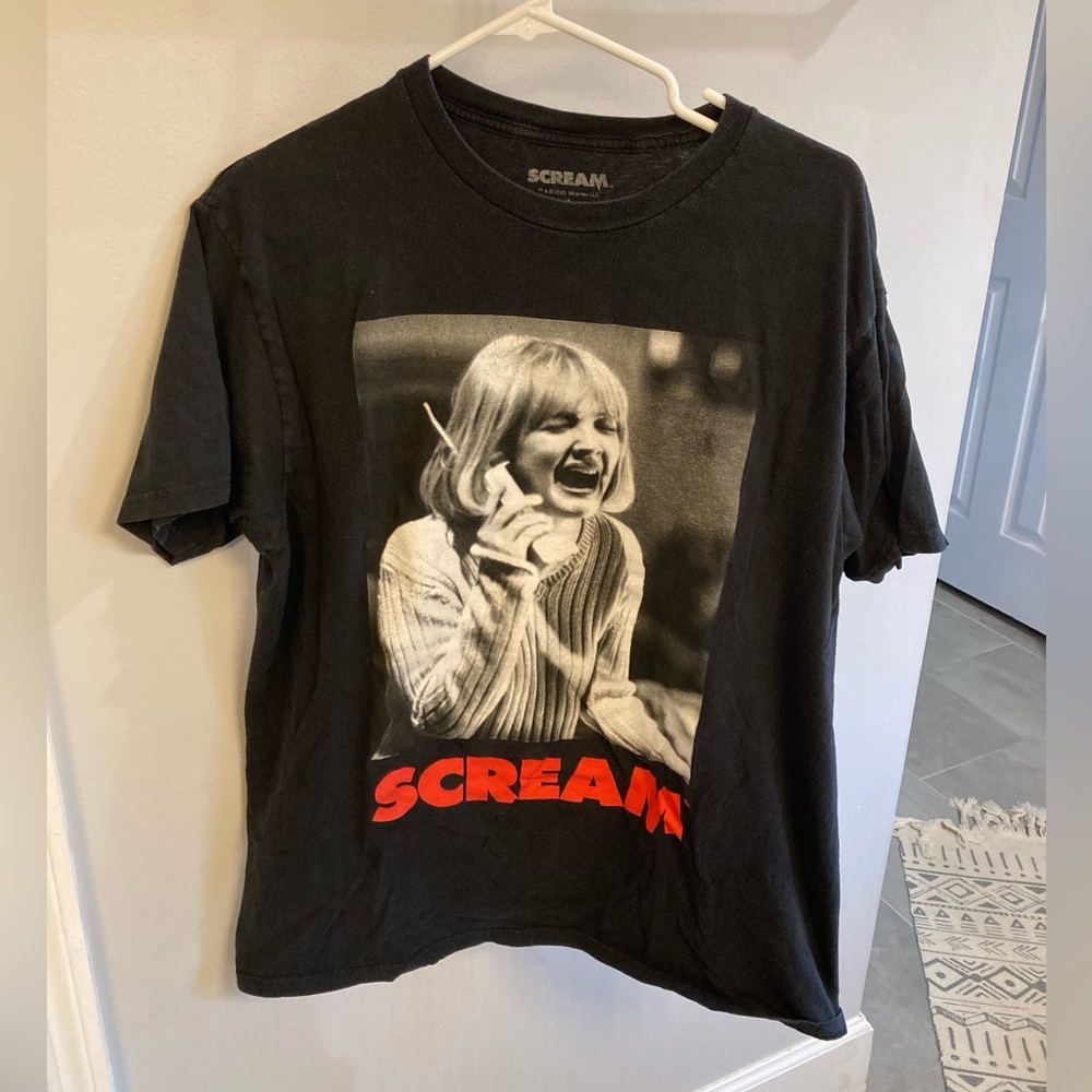 SCREAM Drew Barrymore movie Halloween black short sleeve graphic TSHIRT large
